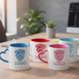 White Mug with Heart-Shaped Handle – Custom Printed